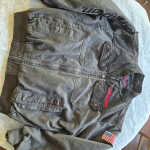 Black Bomber Jacket with American Flag Patch